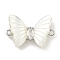 Brass Pave Clear Cubic Zirconia Butterfly Connector Charms, Cadmium Free & Nickel Free & Lead Free, with Shell, Platinum, 12x18x4mm, Hole: 1.1mm