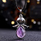 Angel Wings Natural Amethyst Teardropt Pendant Necklaces