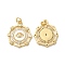 Rack Plating Brass Micro Pave  Cubic Zirconia Pendants, with Jump Rings, Cadmium Free & Lead Free, Long-Lasting, Flat Round & Eye, Real 18K Gold Plated, 20x18x2mm, Hole: 3mm