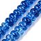 Baking Paint Transparent Glass Beads Strands, Imitation Quartz Crystal, Rondelle, Royal Blue, 10x6mm, Hole: 1.2mm, about 65pcs/strand, 14.96 inch(38cm)