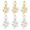 12Pcs 2 Colors Brass Micro Pave Cubic Zirconia Charms, with Jump Ring, Clover Charm, Platinum & Golden, 11x6.5x1.5mm, Hole: 3mm, 6pcs/color