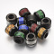 304 Stainless Steel European Beads, with Fiber, Large Hole Beads, Column with Basket Weave Pattern, Gunmetal, Mixed Color, 10x8mm, Hole: 5mm