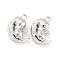 Brass Micro Pave Cubic Zirconia Pendants, Cadmium Free & Nickel Free & Lead Free, Moon with Spaceman, Real Platinum Plated, 12x9x5mm, Hole: 1.4mm