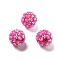 Acrylic Rhinestone Ball Beads, Sparkling Beads with Hexagon Patterns, Round, Deep Pink, 20x18.5mm, Hole: 2.8mm