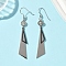 Electroplated 304 Stainless Steel Dangle Earrings, Triangle, Stainless Steel Color, 71x10.5mm