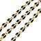 Ion Plating(IP) Brass Dapped Chains, Cable Chains with Enamel, Real 18K Gold Plated, Soldered, with Spool, Flat Oval, Black, 8.5x4x2mm, about 32.81 Feet(10m)/Roll