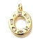 Brass Micro Pave Clear Cubic Zirconia Pendants, with Jump Ring, Lead Free and Cadmium Free, Long-Lasting Plated, Rack Plating, Letter Charms, Real 18K Gold Plated, Letter O, 20x16x2.7mm, jump ring: 5x1mm, 3mm inner diameter.