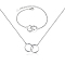 Sterling Silver Ring Link Bracelets & Pendant Necklaces Sets, Platinum, Necklaces: 14.57 inch(37cm), Bracelets: 5.91 inch(15cm)