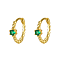 Vintage Elegant 925 Silver Cubic Zirconia Hoop Earrings, Golden, Lime, 10x3.3mm
