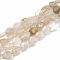 Natural Gold Rutilated Quartz Beads Strands, Oval, 8~15x8~10x4~10mm, Hole: 1mm, about 36~42pcs/strand, 15.7 inch