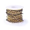 Handmade Enamel Beaded Chains, with Brass Curb Chains, Soldered, with Spool, Long-Lasting Plated, Real 18K Gold Plated, Black, 5.5x1.5~2mm, about 32.8 Feet(10m)/roll