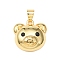 Brass Micro Pave Cubic Zirconia Pendants, Cadmium Free & Lead Free, Bear Charms, Real 18K Gold Plated, 16x16x6.5mm, Hole: 5x3.5mm
