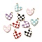 Rack Plating Alloy Enamel Pendants, Nickel Free, Heart with Tartan Pattern Charm, Golden, Mixed Color, 15x14x2mm, Hole: 1.4mm
