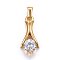 304 Stainless Steel Pendants, with Cubic Zirconia, Clear, Golden, 22x11x5mm, Hole: 5x3mm