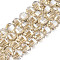 Electroplate Transparent Glass Beads Strands, Round, Wheat, 9.5x8.5mm, Hole: 1.5mm, about 70pcs/strand, 24.80 inch(63cm)