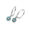 925 Sterling Silver Mirco Pave Cubic Zirconia Flower Hoop Earrings, Silver, Sky Blue, 18x12mm