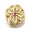 Brass Medium Violet Red Cubic Zirconia Multi-Strand Links, Long-Lasting Plated, Flower, Rack Plating, Golden, 12x12x6mm, Hole: 1.8mm