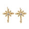 Brass Micro Pave Cubic Zirconia Studs Finding, Long-Lasting Plated, Lead Free & Cadmium Free, Sun, Real 18K Gold Plated, 11.5x9mm, Hole: 1.6mm, Pin: 12x0.7mm