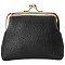 CREATCABIN Black Kiss Lock Mini Wallet Vintage Leather Coin Purse Ladies Money Pocket Metal Frame Compact Hand-held Slim Wallet Gift for Women Men Credit Card Keys Coin Headset Storage 4.1x4.3x1.2in