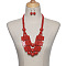 Wood Rectangle & Round Beaded Multilayer Necklaces & Dangle Earrings Sets, FireBrick, 610mm