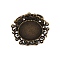 Vintage Adjustable Iron Flower Finger Ring Components Alloy Cabochon Bezel Settings, Cadmium Free & Nickel Free & Lead Free, Antique Bronze, Flat Round Tray: 14mm, 17mm