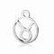Non-Tarnish 201 Stainless Steel Charms, Flat Round with Constellation, Stainless Steel Color, Taurus, 13.4x10.8x1mm, Hole: 1.5mm