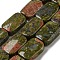 Natural Unakite Beads Strands, Rectangle, 17~18x12.5~13x6~6.5mm, Hole: 1mm, about 22pcs/strand, 15.35''(39cm)