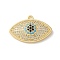 Brass Micro Pave Cubic Zirconia Pendants, Cadmium Free & Nickel Free & Lead Free, Eye, Real 18K Gold Plated, 17x25x5.5mm, Hole: 1.8mm