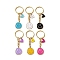 6Pcs Alloy Enamel Charms Keychain, with Iron Split Key Rings, Smiling Face, Mixed Color, 7.6cm, 6pcs/set