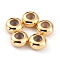 Brass Beads, with Rubber Inside, Slider Beads, Long-Lasting Plated, Rondelle, Real 24K Gold Plated, 7x3.5mm, Rubber Hole: 1.2mm