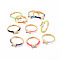 Adjustable Brass Micro Pave Clear Cubic Zirconia Finger Rings, with Enamel, Cadmium Free & Nickel Free & Lead Free, Rectangle, Real 16K Gold Plated, Mixed Color, US Size 7 1/4(17.5mm)