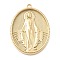 304 Stainless Steel Pendants, Oval with Virgin Mary Charm, Ion Plating(IP), Real 18K Gold Plated, 36x26.5x3.5mm, Hole: 2mm