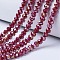 Electroplate Glass Beads Strands, Opaque Solid Color, AB Color Plated, Faceted, Rondelle, Brown, 6x5mm, Hole: 1mm, about 80~85pcs/strand, 38~40cm