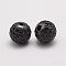Brass Micro Pave Cubic Zirconia Beads, Round, Gunmetal, 10x9.5mm, Hole: 2mm