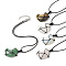 Mixed Gemstone Moon Pendant Necklaces for Women, Braided Nylon Thread Macrame Pouch Necklace, Waxed Cord Necklace with Lobster Claw Clasp, 17-3/4 inch(45cm), 0.15cm