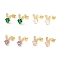 Brass Micro Pave Cubic Zirconia Stud Earring, Real 18K Gold Plated, Rabbit, Mixed Color, 10x6.5mm, Pin: 1mm