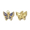 Brass Micro Pave Cubic Zirconia Pendants, Cadmium Free & Nickel Free & Lead Free, with Jump Ring, Enamel Style, Butterfly Charms, Golden, Marine Blue, 15x18x2mm, Hole: 3mm