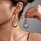 Alloy Synthetic Turquoise Dangle Earrings, Teardrop with Flower, Antique Silver, Sandy Brown, 65mm