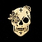 201 Stainless Steel Pendants, Laser Cut, Skull, for Halloween, Golden, 42x30x1mm, Hole: 1.5mm