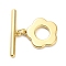 Brass Toggle Clasps, Flower, Rack Plating, Long-Lasting Plated, Lead Free & Cadmium Free, Real 18K Gold Plated, 19.5mm, Hole: 1mm, bar: 4x20x2mm, hole: 1mm