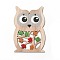 Single Face Printed Wood Big Pendants, Autumn Charms with Maple Leaf, Owl, 130x87x3mm, Hole: 4mm