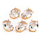 Transparent Glass Pendants, with Brass Prong Settings, Faceted, Oval, Light Gold, Clear, 20x13x8.5mm, Hole: 1.5mm