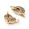 Brass Micro Pave Cubic Zirconia Lobster Claw Clasp, Long-Lasting Plated, Black, Real 18K Gold Plated, 19~21x15x5~5.3mm, Hole: 4x2mm
