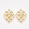 Brass Links connectors, with Cubic Zirconia, Real 18K Gold Plated, Nickel Free, Flower, Clear, 20x15x2mm, Hole: 1mm