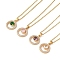 Brass Micro Pave Cubic Zirconia Pendant Necklaces for Women, 201 Stainless Steel Cable Chain Necklaces, Ring, Mixed Color, 16.14 inch(41cm)