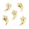 Brass Micro Pave Cubic Zirconia Pendants, with Jump Ring, Real 18K Gold Plated, Long-Lasting Plated, Lead Free & Cadmium Free & Nickel Free, Horn, Clear, 18x12x5mm, Jump Ring: 5x1mm, 3mm Inner Diameter