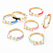 Bowknot Brass Micro Pave Clear Cubic Zirconia Enamel Cuff Rings, Real 16K Gold Plated Enamel Open Rings, Nickel Free, Mixed Color, US Size 8(18.1mm)