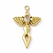 PVD Vacuum Plating 201 Stainless Steel Pendants, with Rhinestone, Real 18K Gold Plated, Sword with Wing Charms, Crystal, 44.5x27x6mm, Hole: 3mm