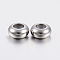 202 Stainless Steel Beads, with Plastic, Slider Beads, Rondelle, Stainless Steel Color, 6x3mm, Rubber Rubber Hole: 2mm
