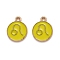 Alloy Enamel Pendants, Flat Round with Constellation/Zodiac Sign, Golden, Leo, 15x12x2mm, Hole: 1.5mm